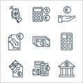 money line icons. linear set. quality vector line set such as bank, online banking, analytics, calculator, money, analytics, get