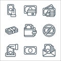 Money line icons. linear set. quality vector line set such as send money, money, charity, no wallet, asset, cit card Royalty Free Stock Photo