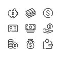 Money line icons set. Modern linear symbols, simple outline elements collection. Vector line icons Royalty Free Stock Photo