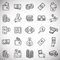 Money line icons set on white background for graphic and web design, Modern simple vector sign. Internet concept. Trendy symbol Royalty Free Stock Photo