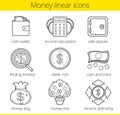 Money linear icons set