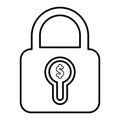 Money Lock Icon In Line Style