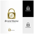 Money lock logo vector template. Lock with money logo design concept. Icon symbol Royalty Free Stock Photo