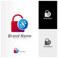 Money lock logo vector template. Lock with money logo design concept. Icon symbol Royalty Free Stock Photo