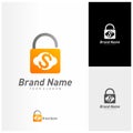 Money lock logo vector template. Lock with money logo design concept. Icon symbol Royalty Free Stock Photo