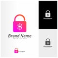 Money lock logo vector template. Lock with money logo design concept. Icon symbol Royalty Free Stock Photo