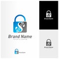 Money lock logo vector template. Lock with money logo design concept. Icon symbol Royalty Free Stock Photo