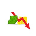 Money loss vector illustration, concept of financial crisis Royalty Free Stock Photo