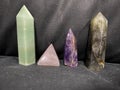 Crystals adventurine, Rose Quartz, amethyst and LabradorÃ¢â¬â¢s. Royalty Free Stock Photo