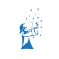 Money magic witch logo design abstract blue