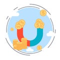 Money magnet, funds accumulation vector concept Royalty Free Stock Photo