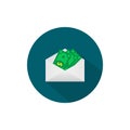 Money in the mail envelope. Cash Icon in flat style. Dollar bank Royalty Free Stock Photo