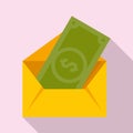 Money mail transfer icon, flat style Royalty Free Stock Photo