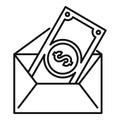 Money mail transfer icon, outline style Royalty Free Stock Photo