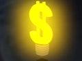 Money making idea. Light bulb with Dollar symbol. Royalty Free Stock Photo