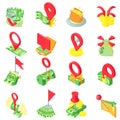 Money mark icons set, isometric style Royalty Free Stock Photo