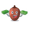 With money mascot cartoon of moriche palm fruits