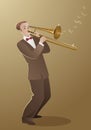 Money Melody. Trombone player playing a song that sounds like mo Royalty Free Stock Photo