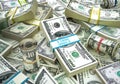 Money. Mixed wads of USD banknotes Royalty Free Stock Photo