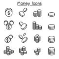 Money & Coin icon set in thin line style Royalty Free Stock Photo