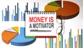 Money is a motivator text , office supplies, business concept