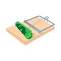 Money in a mousetrap icon, cartoon style