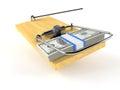 Money with mousetrap