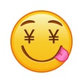 Money-mouth face Large size of yellow emoji smile