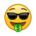 Money-mouth face with sunglasses Large size of yellow emoji smile