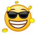 Money-mouth face with sunglasses Large size of yellow emoji smile