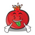 Money mouth pomegranate cartoon character style