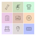 money , navigation , clipboard , basketball , wrench , mouse , k