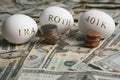 Money and nest eggs concept for retirement, savings, and financial planning