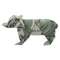Money Origami BEAR Animal Cub Real One Dollar Bill Isolated on White Background