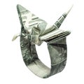 Money Origami CRANE RING Folded with Real One Dollar Bill Isolated Royalty Free Stock Photo