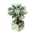 Money Origami FLOWER in POT Folded with Real One Dollar Bill