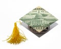 Money Origami Graduation CAP Folded with Real 50 Dollars Bill Isolated Royalty Free Stock Photo