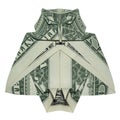 Money Origami Great Wise OWL Bird Folded with Real One Dollar Bill White Background