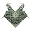 Money Origami HEART with Flamingos Folded with Real One Dollar Bill Isolated Royalty Free Stock Photo