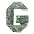 Money Origami LETTER G Character Folded with Real One Dollar Bill Isolated Royalty Free Stock Photo