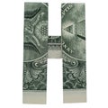 Money Origami LETTER H Character Folded with Real One Dollar Bill Royalty Free Stock Photo