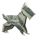 Money Origami Mini SCHNAUZER Dog Pet Real One Dollar Bill Isolated on White Background Royalty Free Stock Photo