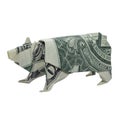 Money Origami Polar BEAR Animal Real One Dollar Bill Isolated on White Background