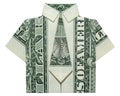 Money Origami SHIRT With Tie Folded with Real One Dollar Bill Isolated on White Background Royalty Free Stock Photo