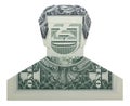 Money Origami Smiling DUDE Man Face Real One Dollar Bill Isolated on White Background Royalty Free Stock Photo