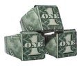 Money Origami Three Signet RINGs Folded with Real One Dollar Bills Isolated on White Background Royalty Free Stock Photo