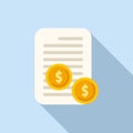 Money paper icon flat vector. Business work