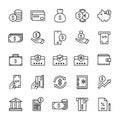 Money, payment and cash 25 line icons