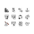 Money and payment icons set. Credit card, Currency exchange, money bag, coins, credit card, wallet and more. Editable stroke Royalty Free Stock Photo