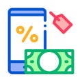 Money phone pledge icon vector outline illustration